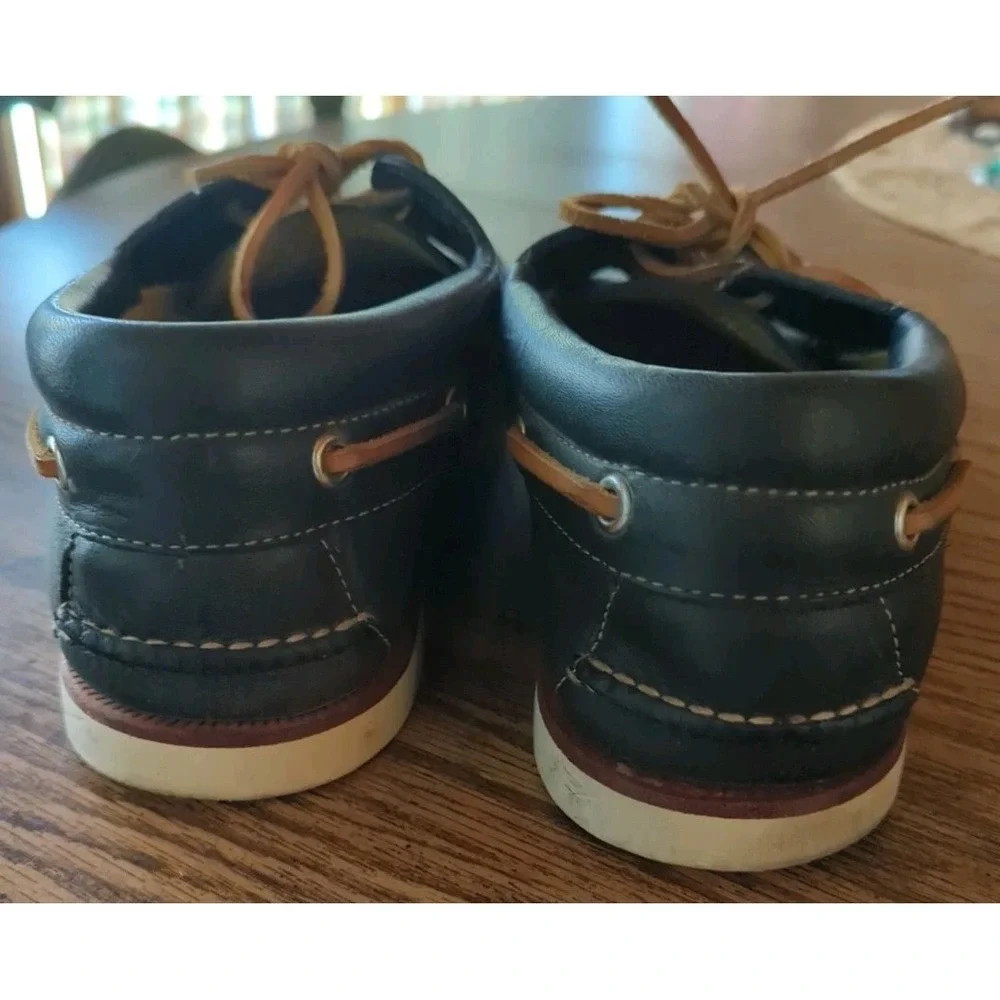 LL‎ Bean Signature Boat Shoes Men's Size 8.5 D Dark Blue Navy Lace-up Leather